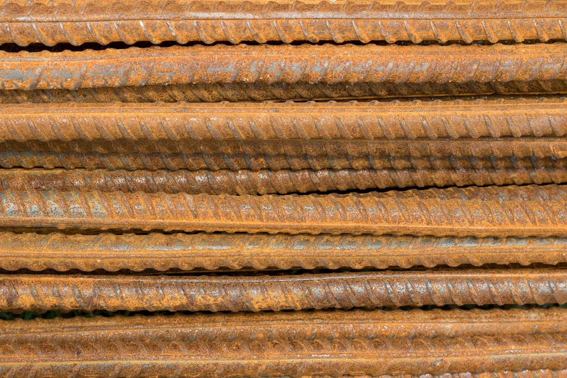 Ribbed TMT reinforcement bars stacked horizontally