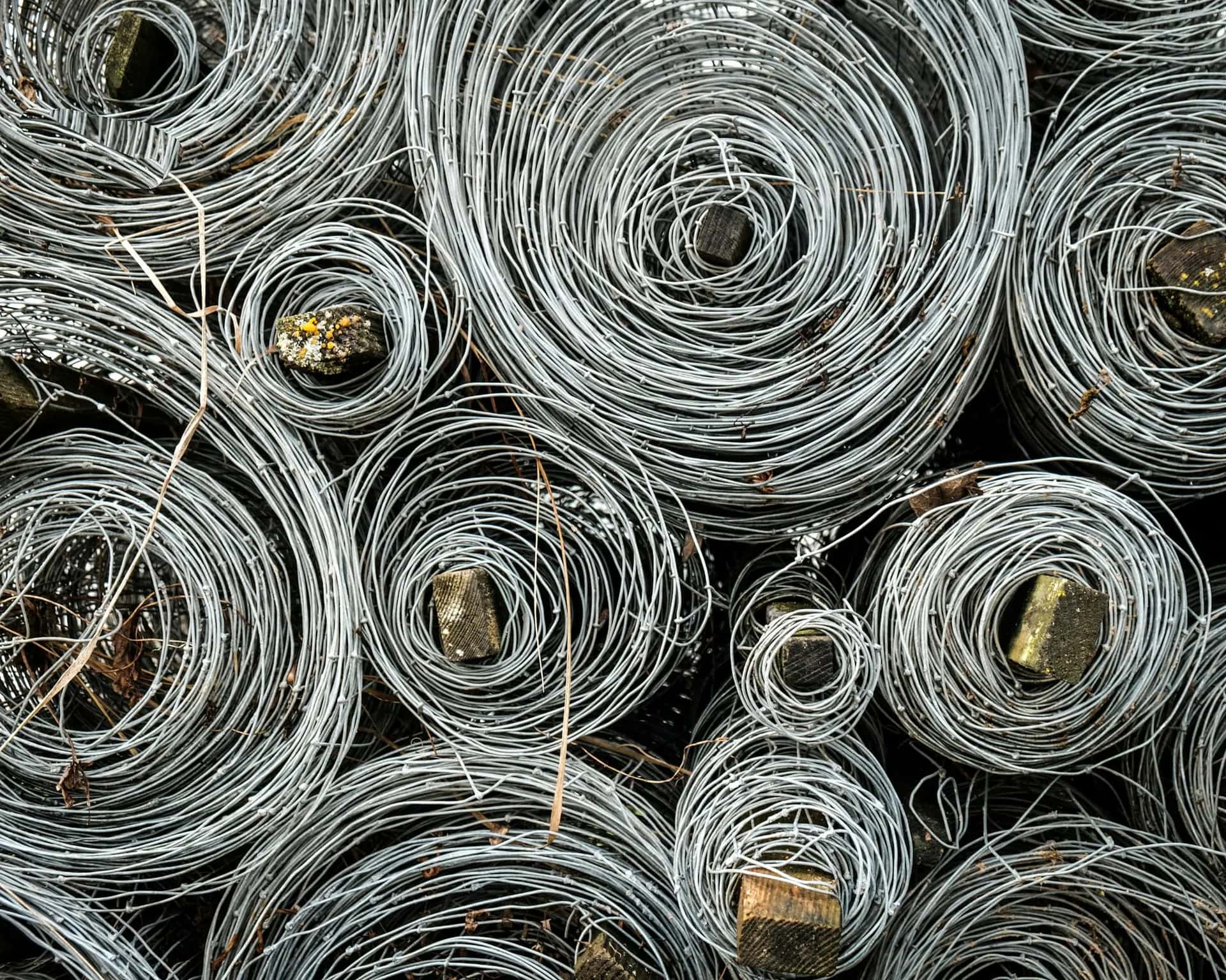 Coils of galvanised steel wire