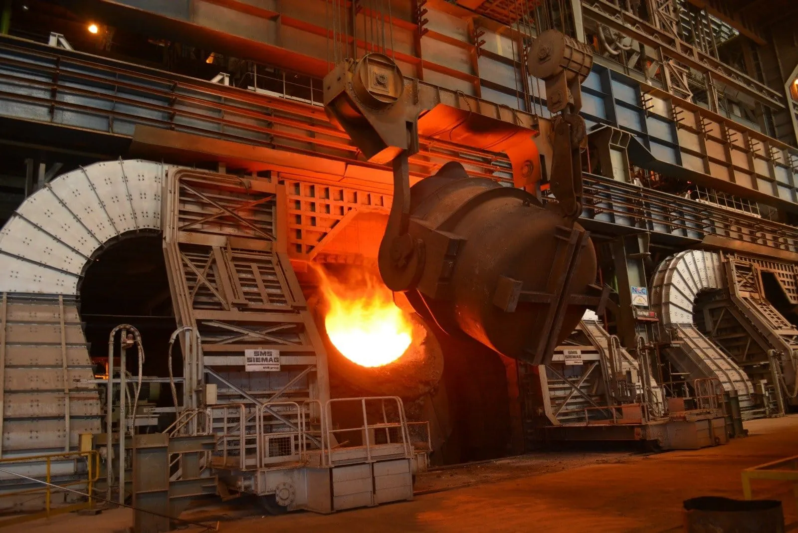 Molten steel being poured at an Indian steel plant