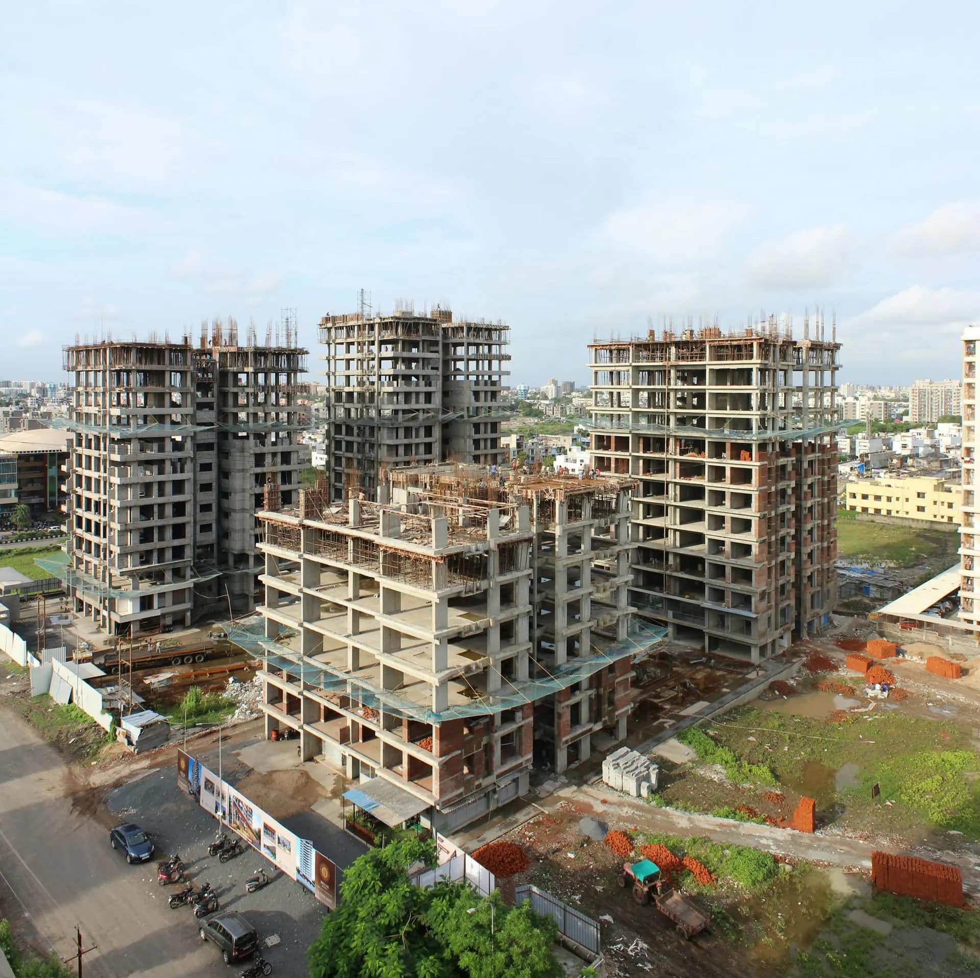 Residential towers under construction in an Indian city