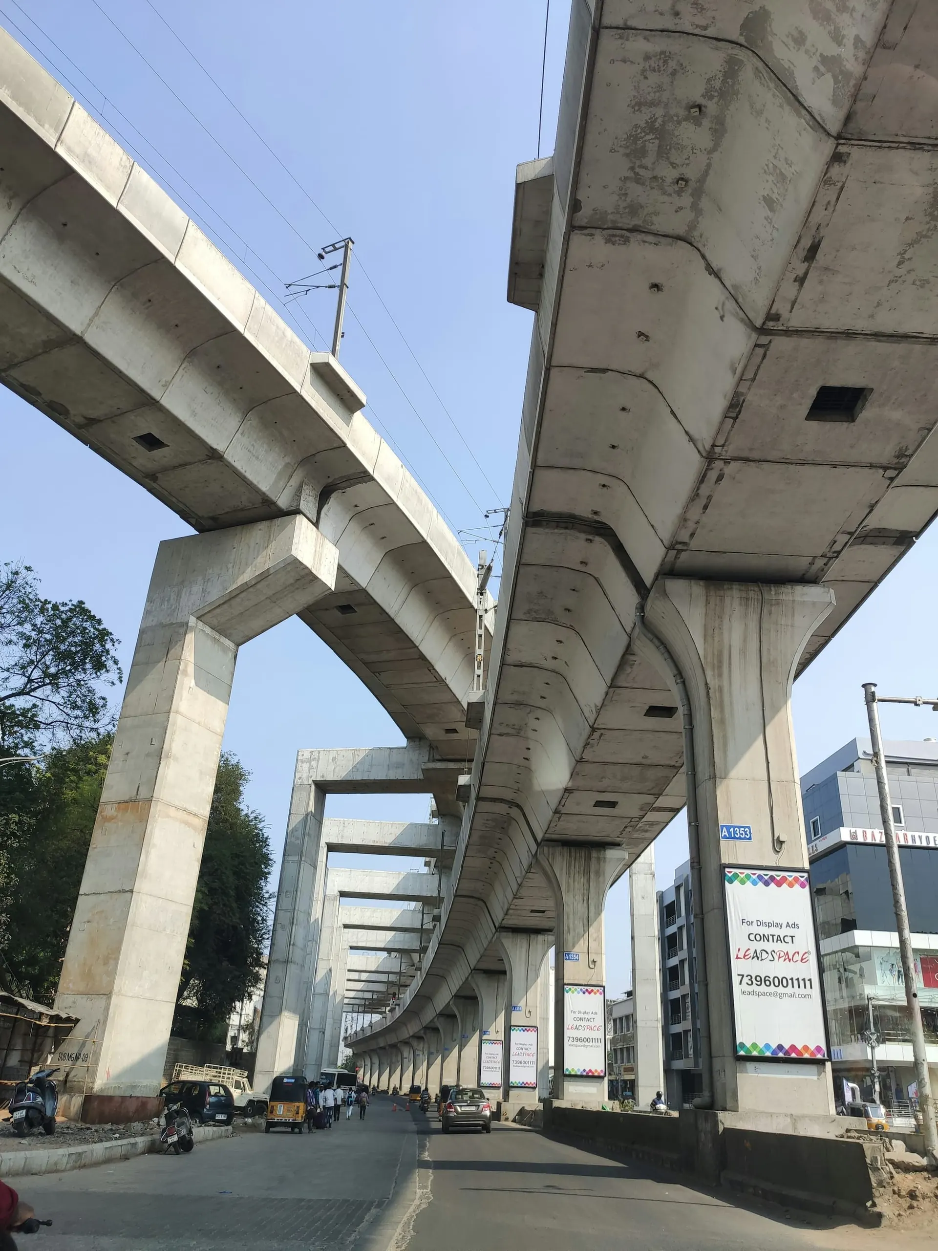 Elevated metro viaduct in an Indian city